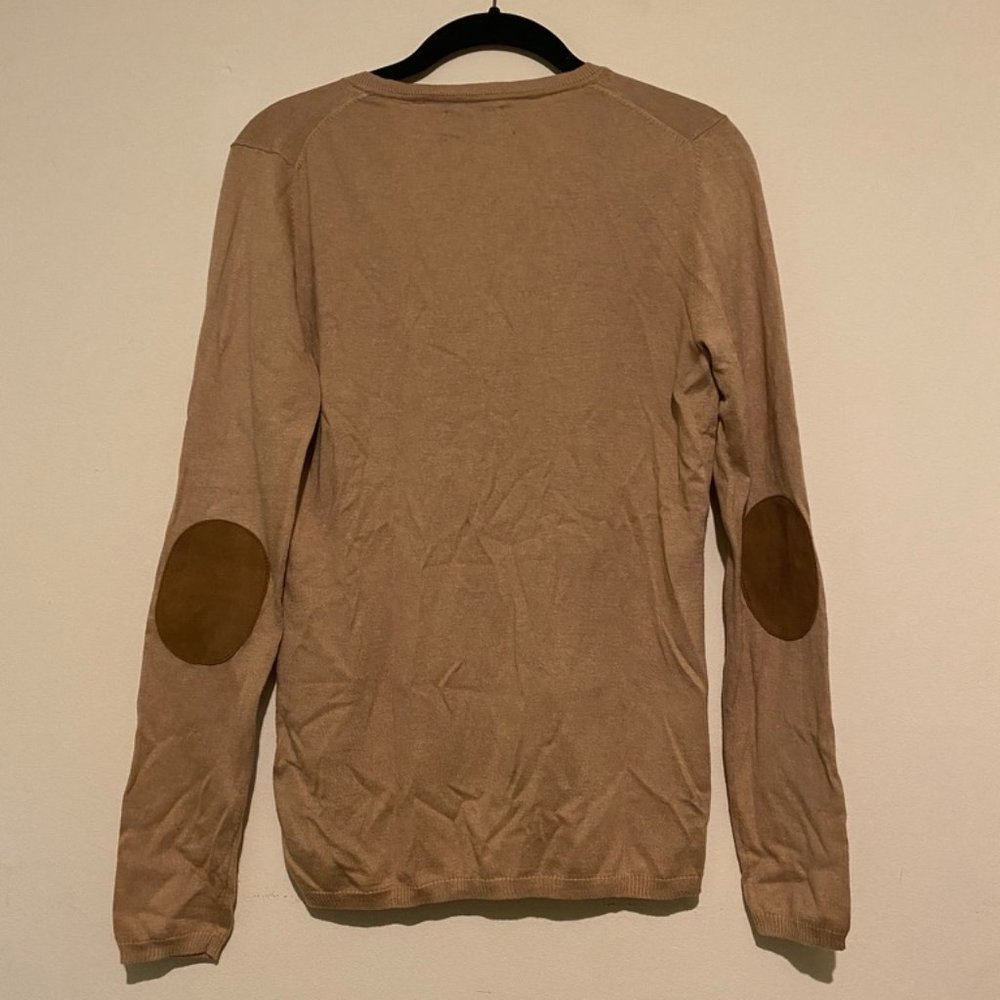 Massimo Dutti Silk-Cotton-Cashmere V-Neck with Elbow Patches size Large